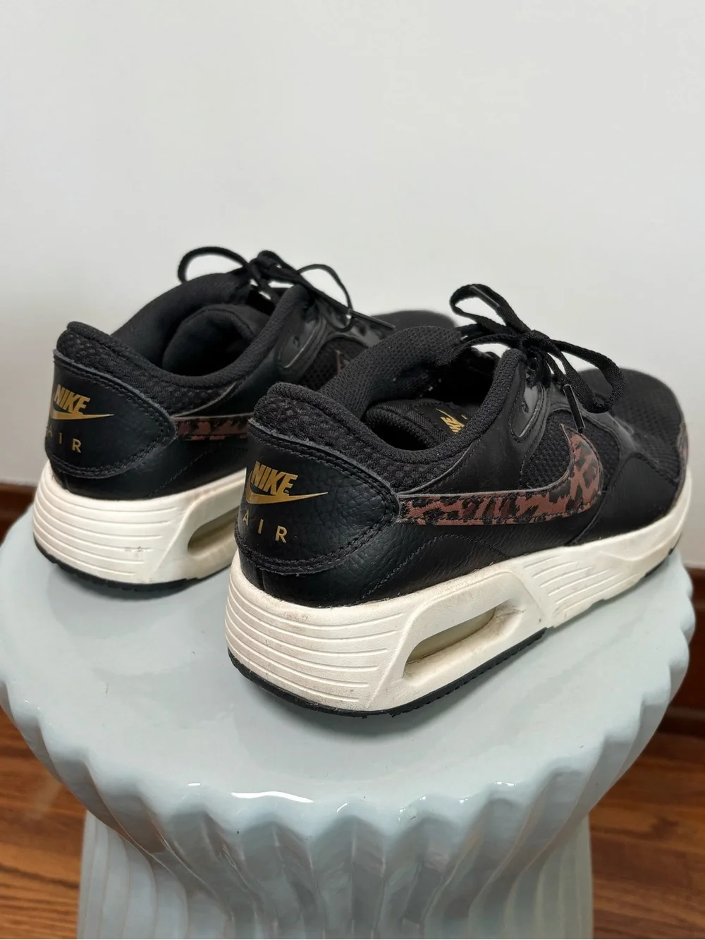 Nike Women's Air Max Sneakers - Black with Brown Leopard - Size 7.5